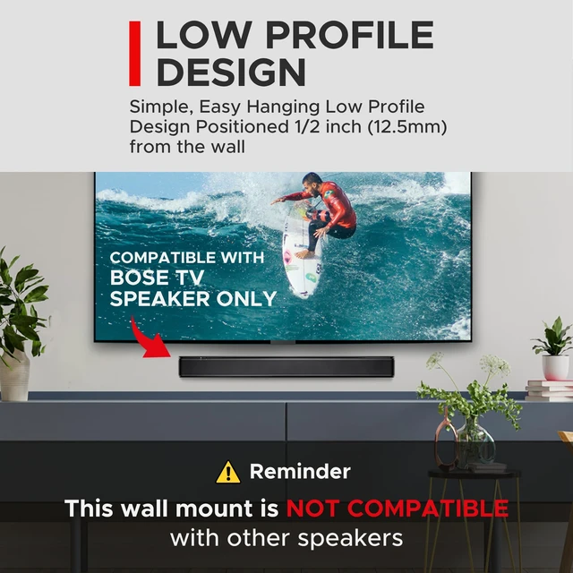 Alt view image 7 of 7 - TV Speaker Wall Mount Bracket for Bose TV Speaker Soundbar Only | Only Compatible with Bose TV Speaker Sound Bar | Complete with Full Mounting Hardware Kit | UK Design