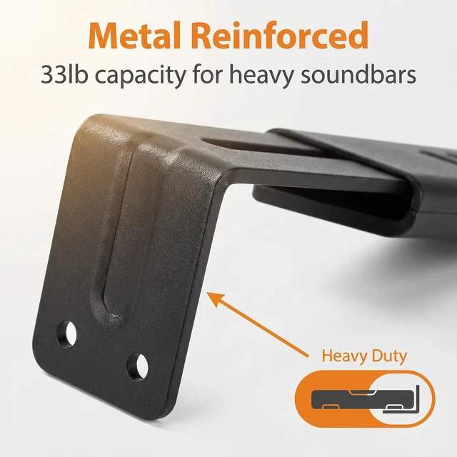 Alt view image 3 of 7 - Depth Adjustabl Soundbar Wall Mount Bracket ,Soundbar Shelf Under TV, Black | for Samsung, Sony, LG, Vizio, Bose, JBL and More Sound Bar Mounts Under TV, Soundbar Shelf