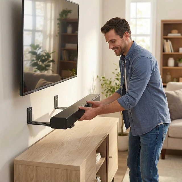 Alt view image 5 of 7 - Depth Adjustabl Soundbar Wall Mount Bracket ,Soundbar Shelf Under TV, Black | for Samsung, Sony, LG, Vizio, Bose, JBL and More Sound Bar Mounts Under TV, Soundbar Shelf