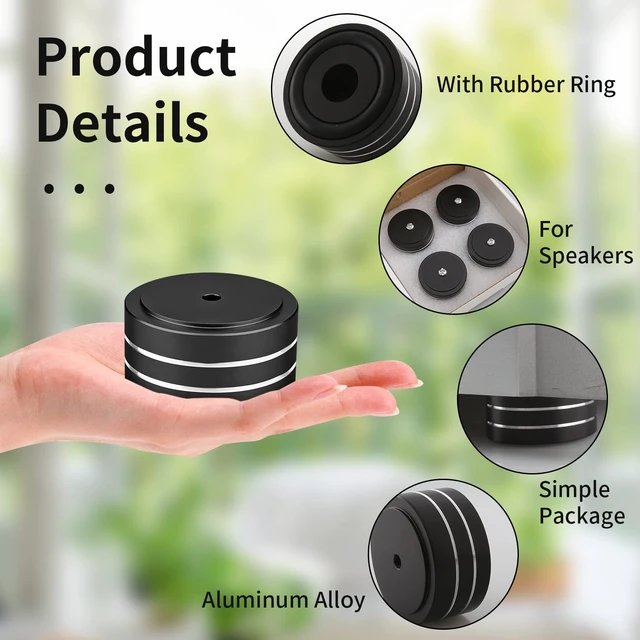 Alt view image 2 of 7 - Audiocrast 4X HiFi Speaker Spikes Isolation Stand Feet Pad Aluminum 40x20mm Audio Isolators Amplifier Shock Absorber Non-Slip Hi-End Floor Protector for Subwoofer DAC CD Turntable Amp