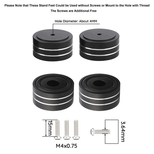 Alt view image 4 of 7 - Audiocrast 4X HiFi Speaker Spikes Isolation Stand Feet Pad Aluminum 40x20mm Audio Isolators Amplifier Shock Absorber Non-Slip Hi-End Floor Protector for Subwoofer DAC CD Turntable Amp
