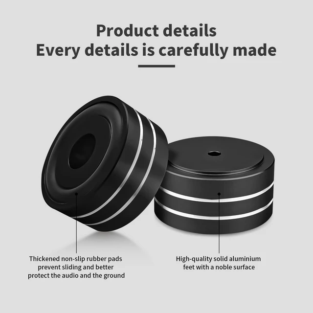 Alt view image 6 of 7 - Audiocrast 4X HiFi Speaker Spikes Isolation Stand Feet Pad Aluminum 40x20mm Audio Isolators Amplifier Shock Absorber Non-Slip Hi-End Floor Protector for Subwoofer DAC CD Turntable Amp