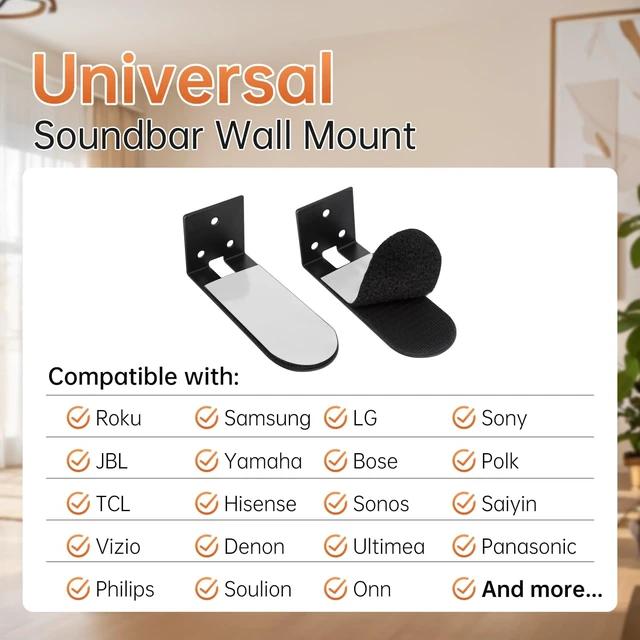 Alt view image 2 of 7 - Soundbar Wall Mount for Samsung, Sony, Bose, VIZIO, Sonos, LG, Roku | Stabilized Mounting Under The TV , Hold Up to 36 Lbs, Universal Soundbar Shelf
