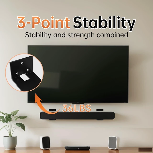 Alt view image 4 of 7 - Soundbar Wall Mount for Samsung, Sony, Bose, VIZIO, Sonos, LG, Roku | Stabilized Mounting Under The TV , Hold Up to 36 Lbs, Universal Soundbar Shelf
