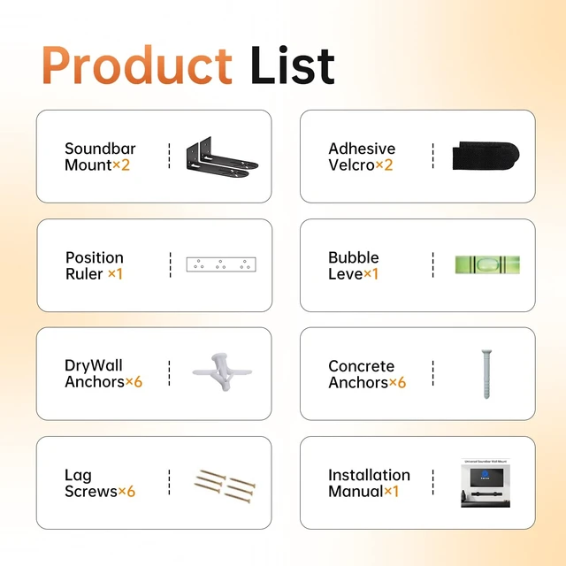 Alt view image 7 of 7 - Soundbar Wall Mount for Samsung, Sony, Bose, VIZIO, Sonos, LG, Roku | Stabilized Mounting Under The TV , Hold Up to 36 Lbs, Universal Soundbar Shelf
