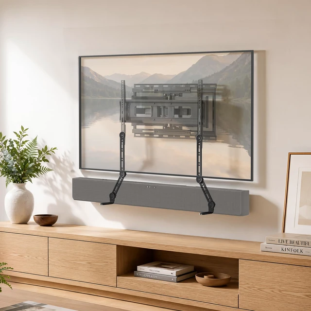 Alt view image 2 of 7 - Universal Soundbar Mount 33Lbs L-Shaped 19in Extension Arms for TV | Detachable 19in Extension Arms, L-Shaped Holder, VESA Compatible, Mount Above Or Under TV, Supports Soundbars Up To 33Lbs