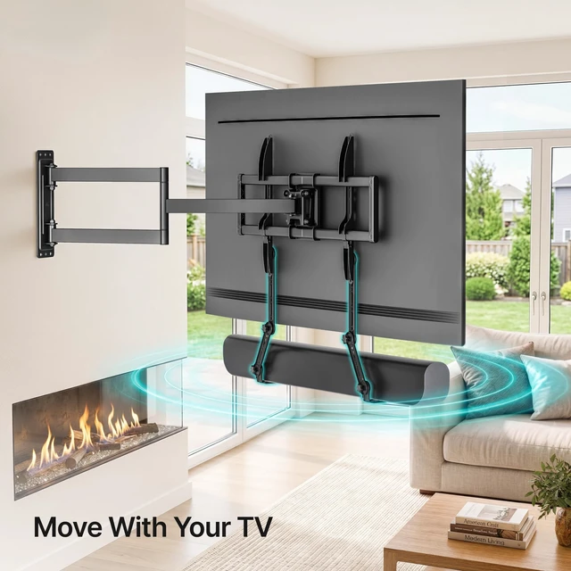 Alt view image 3 of 7 - Universal Soundbar Mount 33Lbs L-Shaped 19in Extension Arms for TV | Detachable 19in Extension Arms, L-Shaped Holder, VESA Compatible, Mount Above Or Under TV, Supports Soundbars Up To 33Lbs