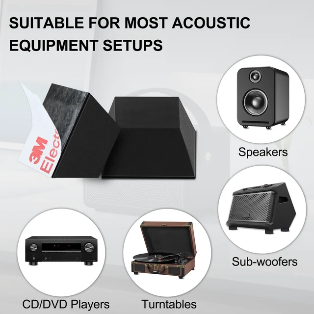 Alt view image 6 of 6 - Speaker Isolation Feet, 0.8" (16 Pcs) Adhesive Silicone Pads for Studio Monitor Pair, Turntable Isolation Base to Reduce Vibration & Resonance, Non Slip Spikes for Desktop, Home Theater