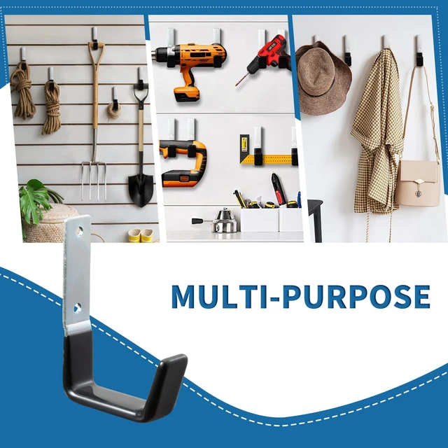 Alt view image 6 of 7 - Heavy Duty Steel Garage Hooks,Garage Storage Utility Hooks,Anti-Slip Garage Hooks,Garage Garden Tool Organizer,Steel Wall Mount Hooks, Garden Hose Hanger, Garden J Hooks (Small-2PC)