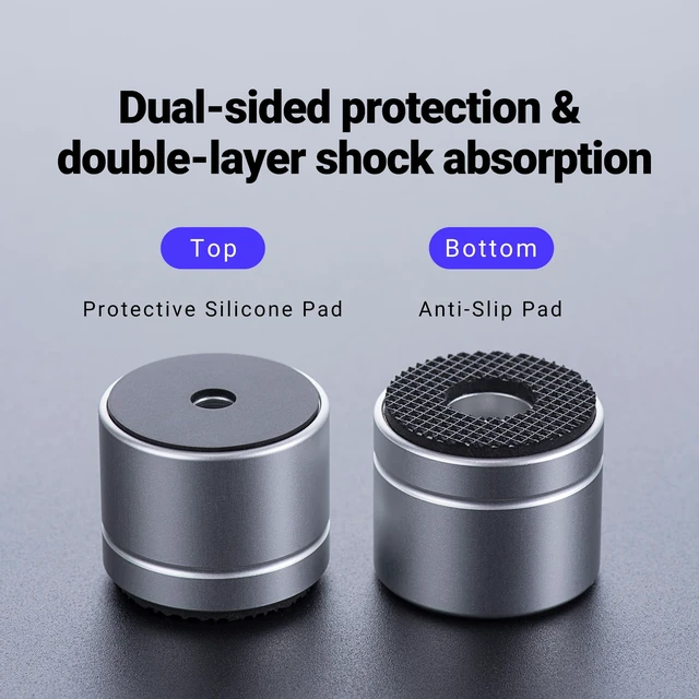 Alt view image 5 of 7 - 1Inch Speaker Isolation feet,PC Case Feet with DoubleSided Silicone Pads | 1.18" x 0.98" 30×H25mmAluminum Anti-Vibration Pads for PC CaseSpeakers & Lightweight Turntables, 4-Pack