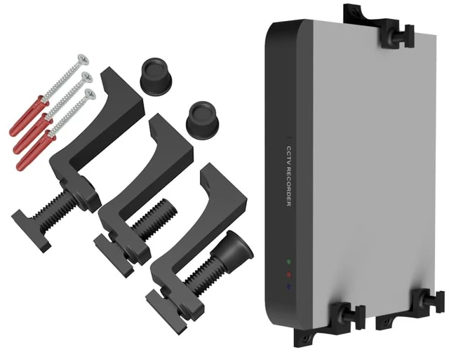 Main image of Adjustable Plastic Wall Mount Bracket Kit for Router Modem DVR | Holds CCTV, DVR and NVR recorders, routers, network switches, modems, cable boxes, mini PCs and Freeview receivers