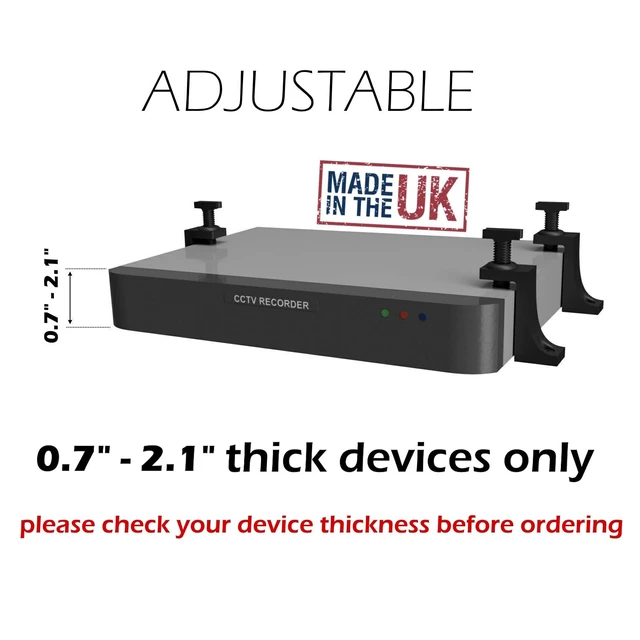 Alt view image 3 of 7 - Adjustable Plastic Wall Mount Bracket Kit for Router Modem DVR | Holds CCTV, DVR and NVR recorders, routers, network switches, modems, cable boxes, mini PCs and Freeview receivers