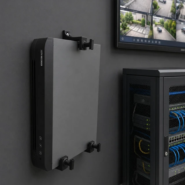 Alt view image 6 of 7 - Adjustable Plastic Wall Mount Bracket Kit for Router Modem DVR | Holds CCTV, DVR and NVR recorders, routers, network switches, modems, cable boxes, mini PCs and Freeview receivers