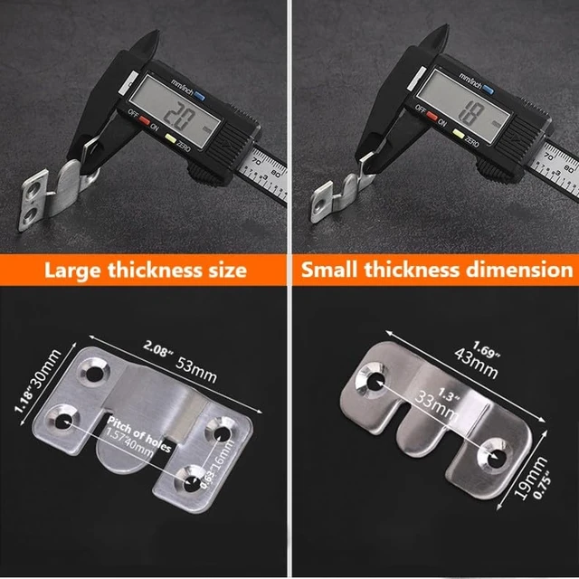 Alt view image 6 of 7 - Flush Mount Bracket with Screws 6 Sets Hanging Buckle Kit, Interlocking Heavy Duty Photo Frame Hook, Furniture Connector for 100lb Picture Hangers Art Gallery Wall Mount Hardware, Stainless Steel (6)