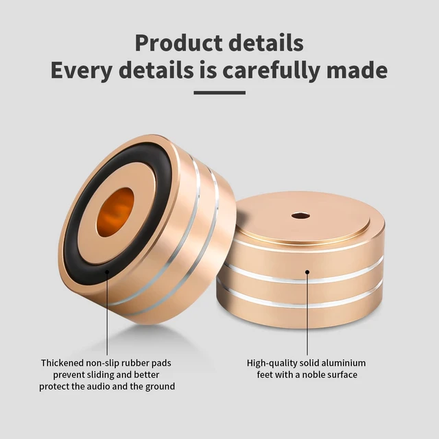 Alt view image 7 of 7 - Audiocrast 4X HiFi Speaker Spikes Isolation Feet Pad, Aluminum 40x20mm Turntable Stand Feet Amplifier Shock Absorber Non-Slip Hi-End Floor Protector for Subwoofer DAC CD Turntable Amp