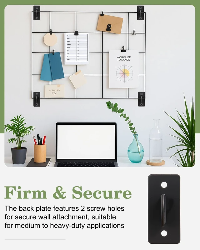Alt view image 3 of 6 - 8 Pcs Gridwall Mount Brackets, Metal Grid Wall Panel Display Hooks | Space Saving Grid Hangers for Shop Home Garages Office Organization. Screws, Black