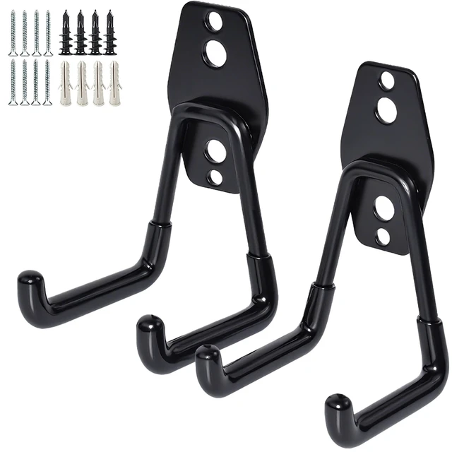 Main image of 2 Pack Garage Storage Utility HooksGarage Garden Tool OrganizerSteel Wall Mount Hooks, Garden Small U Hooks (Black)