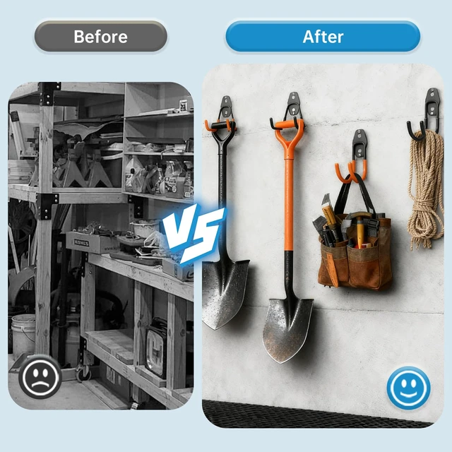 Alt view image 4 of 7 - 2 Pack Garage Storage Utility HooksGarage Garden Tool OrganizerSteel Wall Mount Hooks, Garden Small U Hooks (Black)