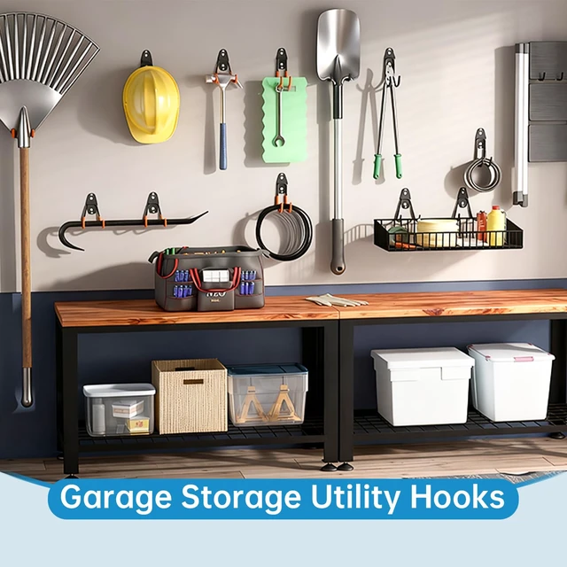 Alt view image 5 of 7 - 2 Pack Garage Storage Utility HooksGarage Garden Tool OrganizerSteel Wall Mount Hooks, Garden Small U Hooks (Black)