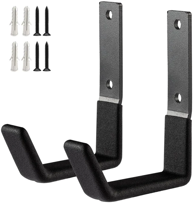 Main image of Heavy Duty Wall Mount Hooks, Utility Hooks, Tool Organizer - Steel Garden/Garage Hose Hanger U Hooks (2, Small)