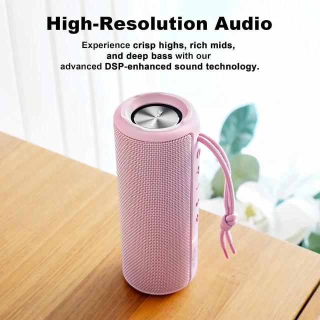Alt view image 5 of 5 - Boombox Portable Bluetooth Speaker Wireless Outdoor Waterproof Speaker - Grey PINK