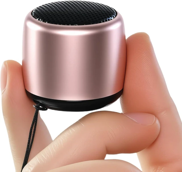 Alt view image 3 of 5 - Best Mini Portable Bluetooth Speaker with HD Sound & Bass I Smallest Wireless Bluetooth Speakers for Phone/PC/Tablet I Photo Selfie Button Answer Phone Calls I Cute Tiny Speaker Rose Gold