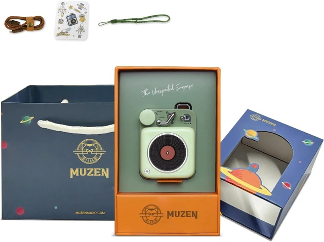 Alt view image 4 of 4 - Mini Bluetooth Speaker, Button Retro Portable Wireless Speaker | Small Cute Design with Loud Volume Great Sound, Includes Lanyard & Gift Bag, Perfect for Desk, Room Decor and Vintage Gift Green