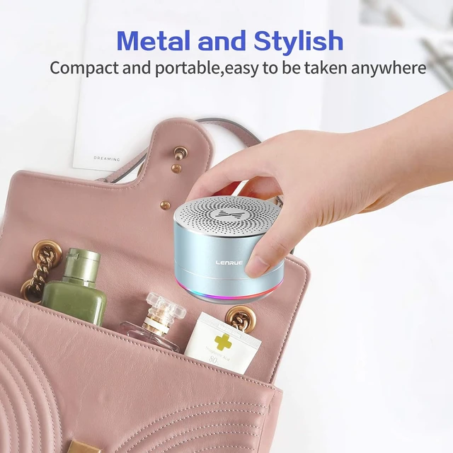 Alt view image 3 of 4 - A2 Portable Wireless Bluetooth Speaker with Lights and Lanyard,5W Mini Small Metal Speakers Bluetooth 5.0/Aux-in for iPhone Android Home Outdoor, Birthday for Women/Girls Skyblue
