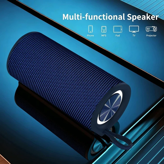 Alt view image 2 of 4 - BEAT15 Bluetooth Speaker, 15W Portable Wireless Speaker, Bluetooth 6.0, IPX7 Waterproof, Auracast, RGB Lights (Black) Blue