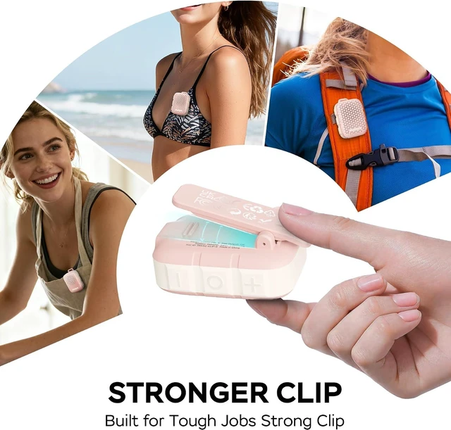 Alt view image 4 of 4 - Wearable Bluetooth Speakers IP67 Waterproof Clip On Small Speaker | Portable Personal Speakers,Clean Sound,Stereo Pair,Wireless,ENC Built-in Mic,Lightweight for Golf Work Pool Gift (Black) Pink