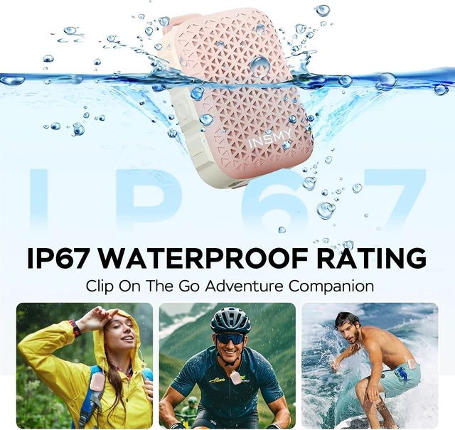 Alt view image 3 of 4 - Wearable Bluetooth Speakers IP67 Waterproof Clip On Small Speaker | Portable Personal Speakers,Clean Sound,Stereo Pair,Wireless,ENC Built-in Mic,Lightweight for Golf Work Pool Gift (Black) Pink
