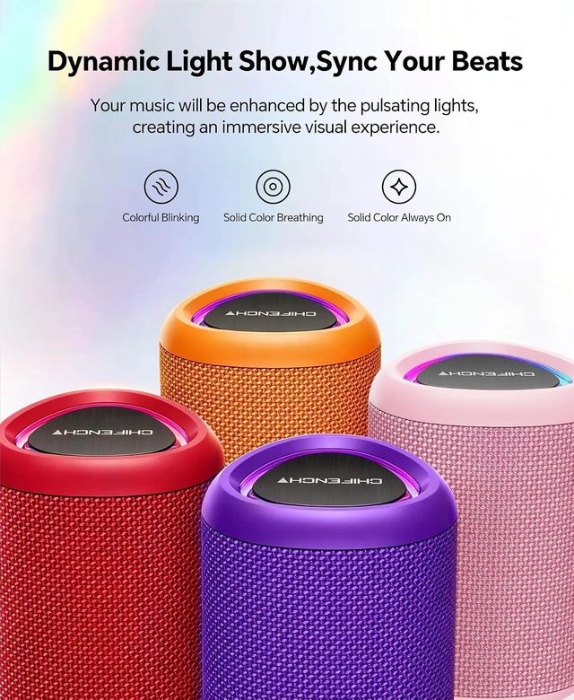 Main image of Portable Bluetooth Speaker Gift Ideas: Outdoor Travel Essentials Waterproof | Powerful HD Sound, Dynamic Lights, 15H Playtime, BT 5.3, TWS Pairing, IPX5 Beach|Camping|Pool Accessories, Halloween Music