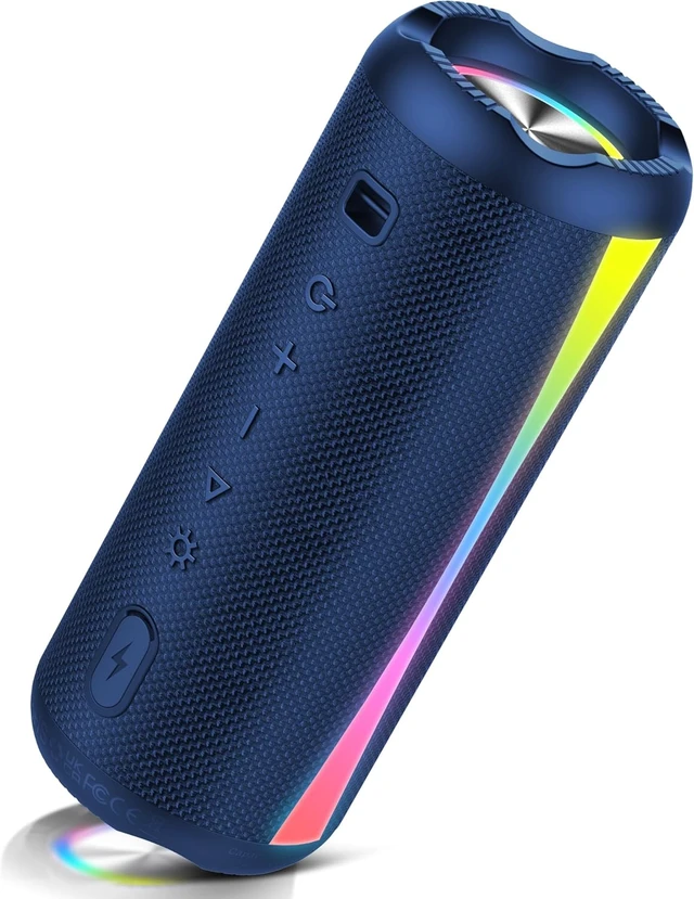 Alt view image 4 of 4 - Portable Bluetooth Speaker, 2026 Wireless Speaker with HD Stereo Sound, 30H | 2026 Bluetooth 5.4, Deep Bass, LED Lights, IP7, TWS Pairing, Built-in Mic, for Outdoor, Home, Shower, Beach, Party, Gift