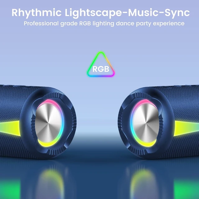 Alt view image 2 of 4 - Portable Bluetooth Speaker, 2026 Wireless Speaker with HD Stereo Sound, 30H | 2026 Bluetooth 5.4, Deep Bass, LED Lights, IP7, TWS Pairing, Built-in Mic, for Outdoor, Home, Shower, Beach, Party, Gift