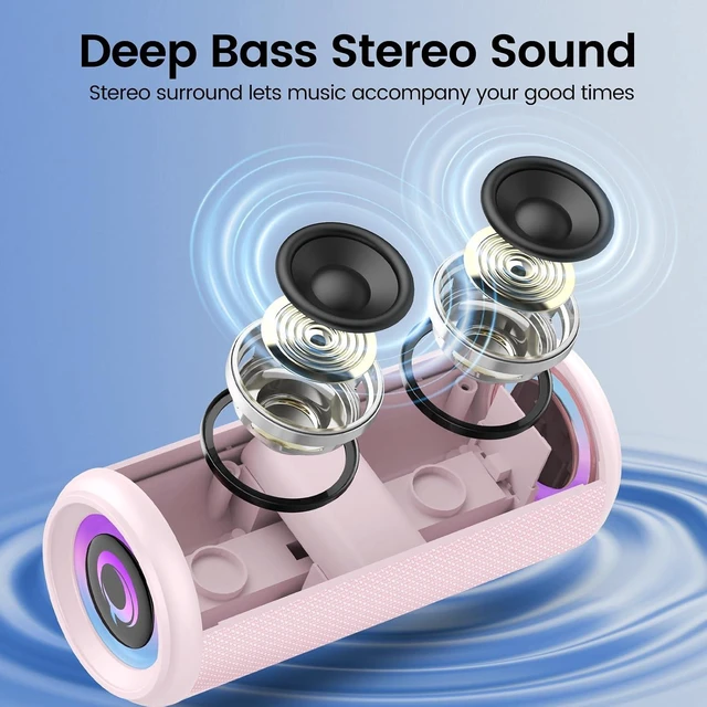 Main image of Portable Bluetooth Speaker, 2026 Wireless Speaker with HD Stereo Sound, 30H | 2026 Bluetooth 5.4, Deep Bass, LED Lights, IP7, TWS Pairing, Built-in Mic, for Outdoor, Home, Shower, Beach, Party, Gift