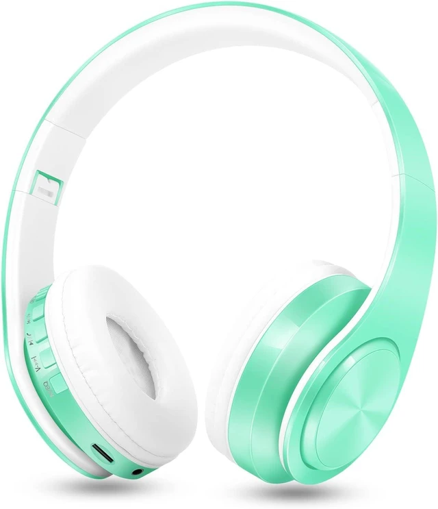 Main image of V5.3 Bluetooth Headphones Over-Ear Wireless Stereo Headset, Pink | Foldable,Micro SD/TF,FM for Cell Phone,PC,Soft Earmuffs & Light Weight for Prolonged Wearing Green