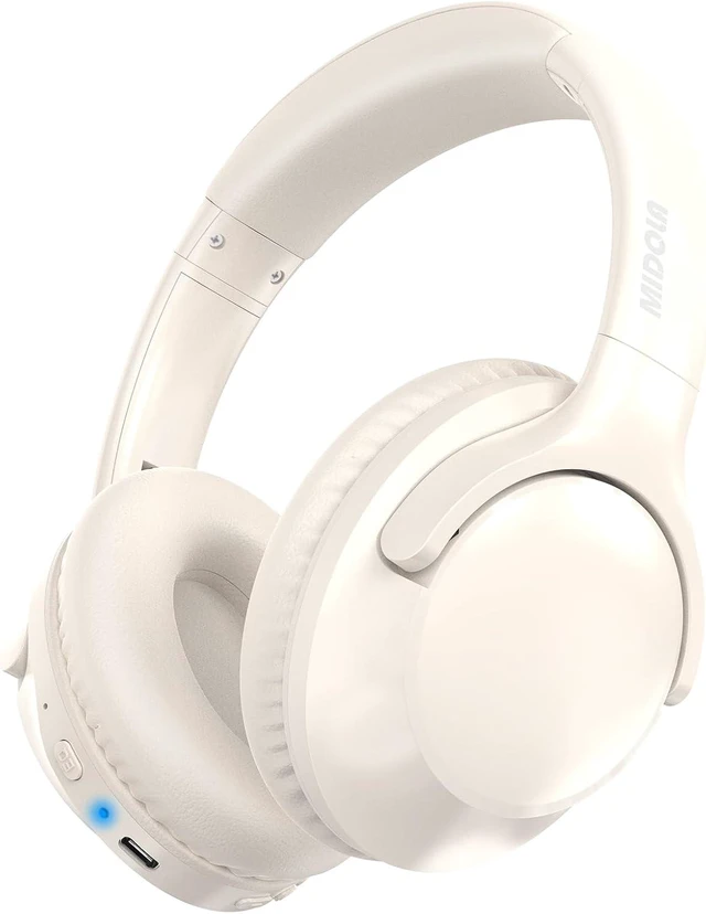 Alt view image 4 of 5 - Bluetooth Headphones Over Ear Wireless Headsets 68H,Stereo Bass,6EQ,Orange | With Built-in Mic,Adjustable Headband Foldable Portable Lightweight for Office/Travel/Tablet//Laptop/,Wired by Aux 3.5mm