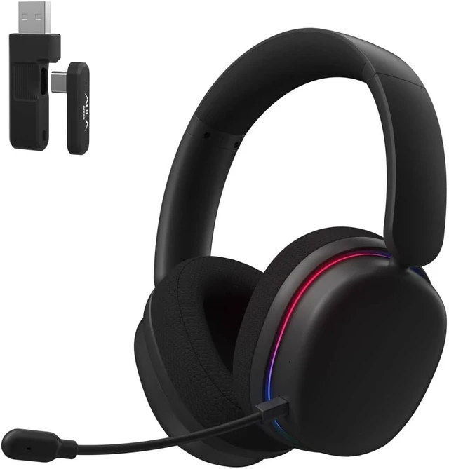 Alt view image 3 of 4 - G7 Pro Wireless Gaming Headset with 7.1 Surround Sound, 40mm Driver,BT5.3 Gaming Headphones with Mic, RGB, 10ms Latency, 65H Battery,Pink Gaming Headset for PS5,PS4, Switch,PC,Wired Mode for Xbox