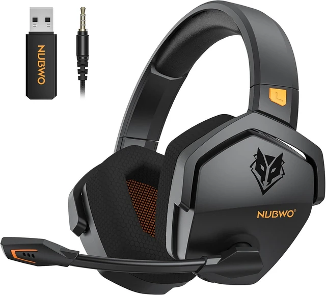 Main image of Wireless Gaming Headset with Mic for Ps5 Ps4 PC, Zero Interference, 100-Hour Battery All-Day Play, 23ms Sync for Fortnite & Call of Duty/FPS Gamers, Triple Mode All Devices Compatible - Red Orange