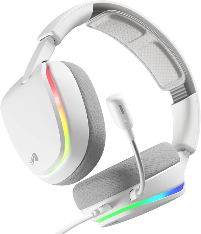 Alt view image 3 of 4 - GHS Eternal RGB - Wired Gaming Headset - PC, PS5, PS4 - Black | Custom Tuned Angled Drivers, Detachable Mic, Memory Foam Comfort, On-Ear Controls, USB-C Multi-Platform System Connection White RGB