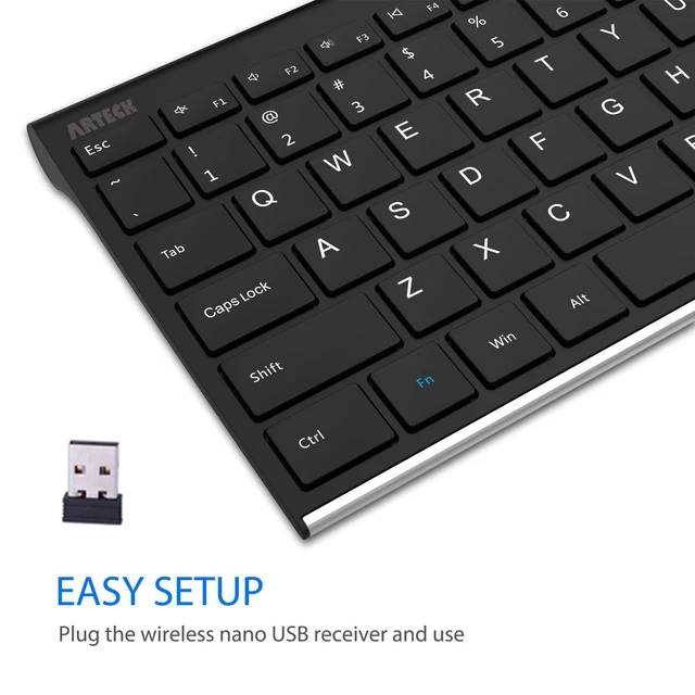 Alt view image 3 of 7 - 2.4G USB Wireless Keyboard Full Size Keyboard for Computer/PC/Laptop