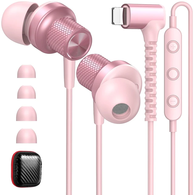 Main image of Wired Earbuds Soft Silicone in Ear Headphones with Lightning Connector | MFi-certified Corded Earphones 90 Degree Angle Plug in Ear Buds with Mic for iPhone 14 13 12 11 Pro Max X XS Max XR 8 Plus 7