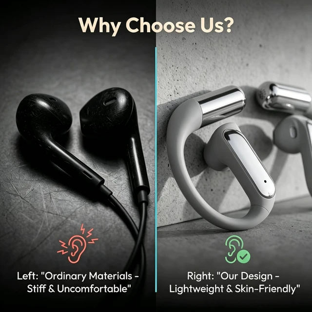 Alt view image 6 of 7 - Wireless Headphones, Bluetooth 5.4 Open Ear Earbuds, Earbuds with A Long Hook with Clear Calls, Long Playtime, Comfortable Secure Fit for Gym, Work & Driving