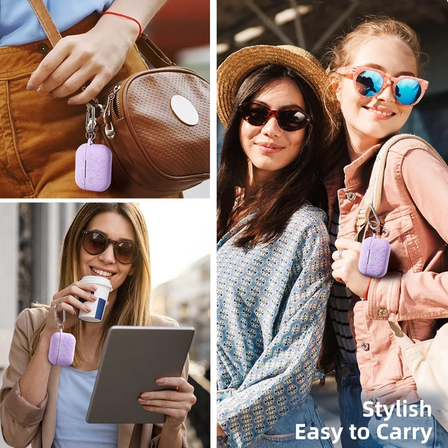 Alt view image 3 of 6 - for AirPods Pro 3 Case with Cleaner Kit & Keychain, Lavender | Flower Engraved Silicone Cover Compatible with Apple AirPod Pro 3 Case Cute for Women, Scratchproof, Shockproof, Dustproof