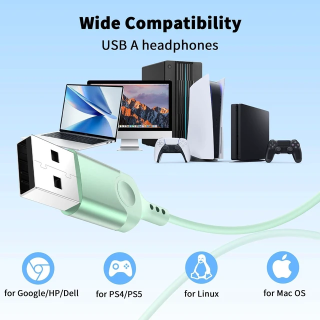 Alt view image 7 of 7 - USB Earbuds Wired with Microphone for PC,USB-A Headset for Computer | Wired USB Headsphones with Mic/7.5ft long Cord,Magnetic Corded Headset for HP/Dell Laptop Home Office Zoom School,Green