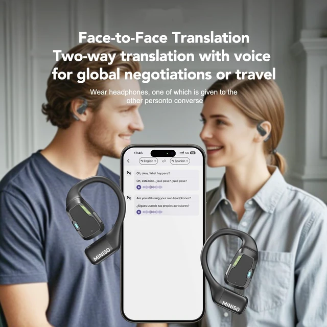 Alt view image 6 of 7 - M98 AI Translation Earbuds Real-Time165 Language,Translator Headphones 4-in-1 Open Ear Wireless Bluetooth 5.4 Ear Buds with Charging Case fit iOS&Android for Travel Business