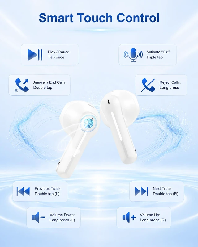 Alt view image 2 of 7 - Air Pods for iPhone Bluetooth Wireless Ear Buds for Apple 17e 17 Pro Max 18 | Blue Tooth Earphones for I Phone 17e 18 pro Max 16 16e Air Pods with Mic