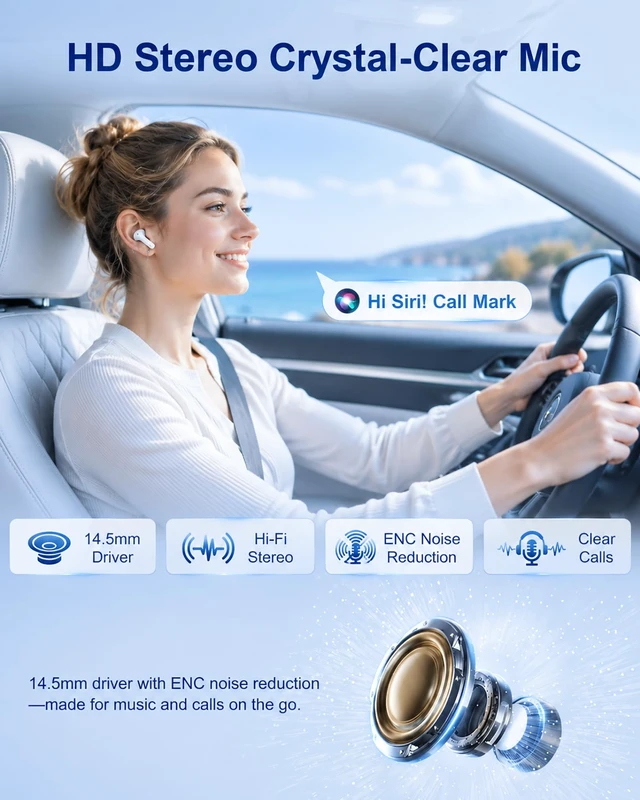 Alt view image 4 of 7 - Air Pods for iPhone Bluetooth Wireless Ear Buds for Apple 17e 17 Pro Max 18 | Blue Tooth Earphones for I Phone 17e 18 pro Max 16 16e Air Pods with Mic