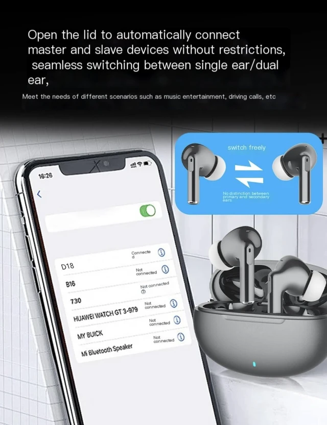 Alt view image 4 of 7 - Wireless Earbuds Headphones with IPX7 Waterproof Bluetooth Earbuds Earphones Headphones with Hi-Fi Stereo Sound Wireless Earphones with Mic 30H Playtime Fast Charge for Android iOS Phone PC Mac