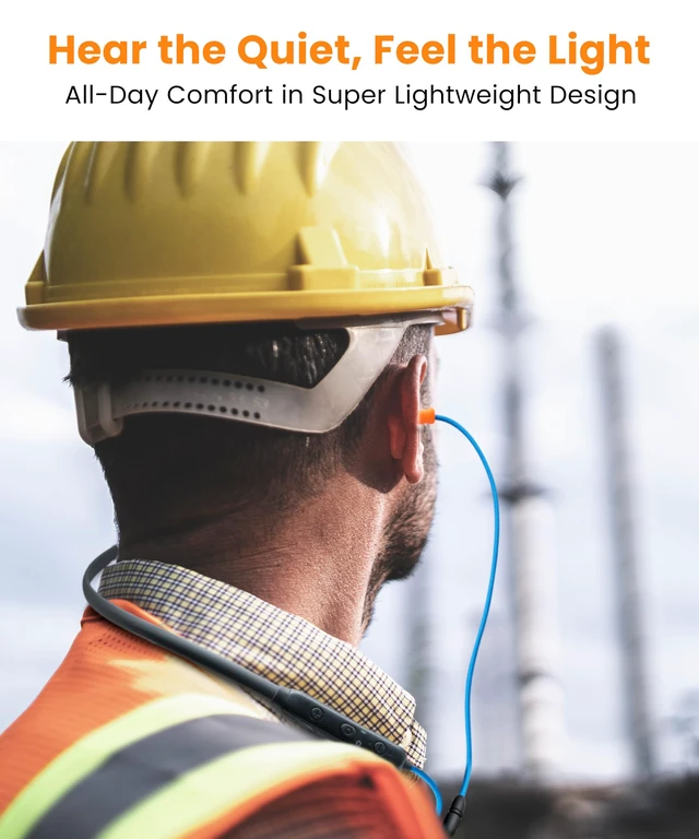 Alt view image 5 of 6 - Bluetooth Work Headphones with Replaceable Earbuds, OSHA, 27dB NRR | Extra Earbud Pair Included | Noise Reduction for Warehouses & Noisy Workplaces | aptX Adaptive/HD | 24H Playtime | CVC Mic